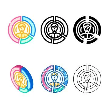 Customer segmentation variations business process color icon vector イラスト素材