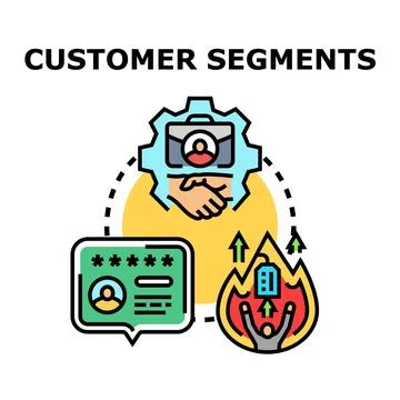 Customer segments analyzing business relationship management 스톡 일러스트