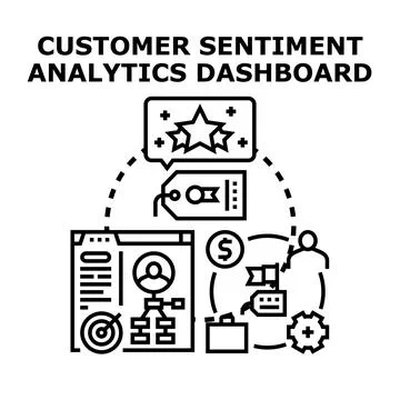Customer sentiment analytics dashboard illustrating feedback evaluation Stock Illustration
