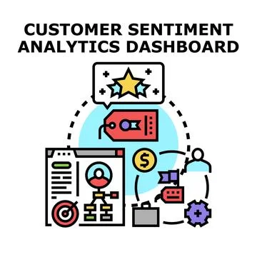Customer sentiment analytics dashboard illustrating feedback evaluation Stock Illustration