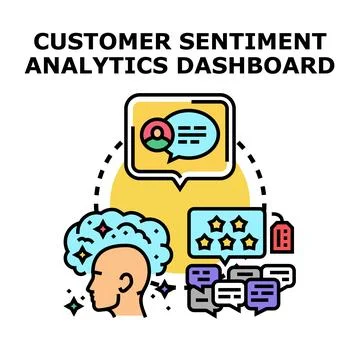 Customer sentiment analytics dashboard processing client feedback Stock Illustration