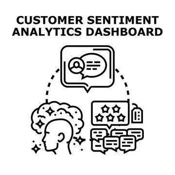 Customer sentiment analytics dashboard processing client feedback Stock Illustration