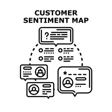 Customer sentiment map analyzing client feedback data Stock Illustration