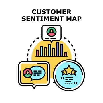 Customer sentiment map analyzing feedback and experience Stock Illustration