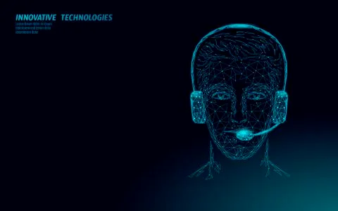 Customer service 3D manager concept. AI assistance headphone call center hotline Stock-Illustration