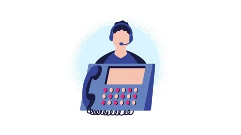 Customer service agent with headset and telephone on white background, dyna.. 動画素材 339047084