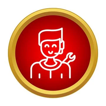 Customer service agent with headset and wrench offering help Illustrazione stock