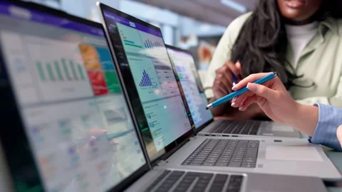 Customer Service Agent Monitors Real-time Dashboard Stock Footage 343885246