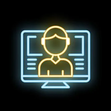 Customer service agent providing support online neon icon illustration Stock Illustration
