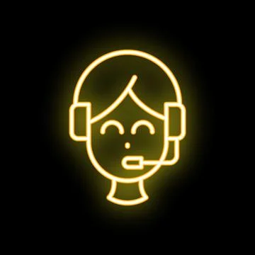 Customer service agent talking on headset neon sign icon Illustration