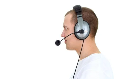 Customer service agent talking on headset Stock Photos