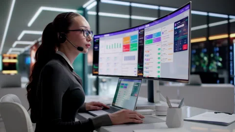 Customer Service Agent Using Computer Stock Footage 345859047