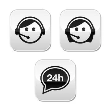 Customer service agents buttons set Stock Illustration