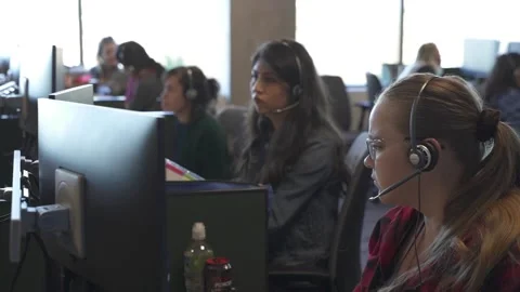 Customer Service Agents in Cubicles Stock Footage 151807808