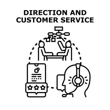 Customer service and support giving business direction Stock Illustration