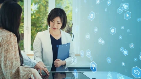 Customer service and technology concept. Data analysis. Digital transformation. Stock Footage 155798560