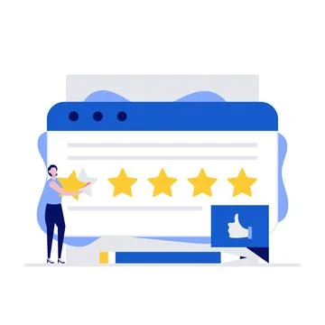 Customer service and user experience vector illustration concept with chara.. Stock Illustration