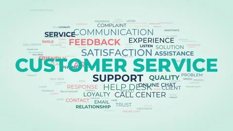 Customer Service animated word cloud with bouncing drop in keywords like support Vídeos de archivo 348267053