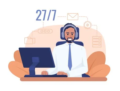 Customer service in banking 2D vector isolated illustration Illustrazione stock