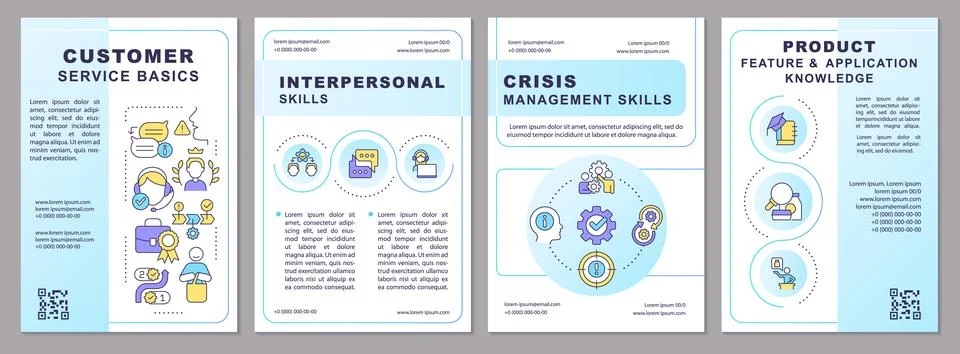 Customer service basics blue gradient brochure template Stock Illustration