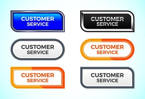 Customer service button set of different shapes and colors. Suitable for mo.. Illustrazione stock