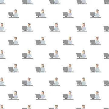 Customer service call center agent working seamless pattern Stock Illustration