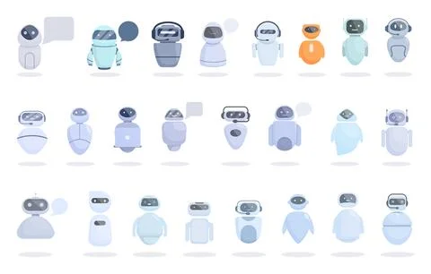 Customer service chatbot icons set cartoon vector. Digital Ai Stock Illustration