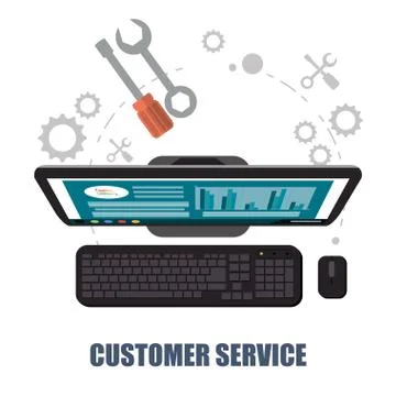 Customer service computer support concept Stock Illustration