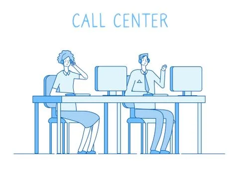 Customer service concept. Helping support online help with supporter client Illustrazione stock