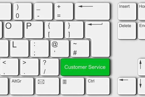 Customer service concept PC computer keyboard 3d illustration Stock Illustration