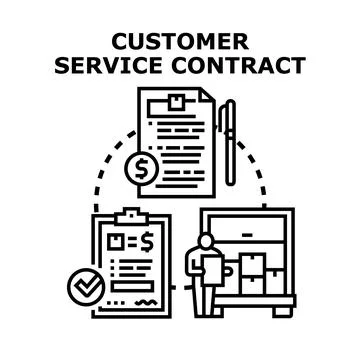 Customer service contract document signing and delivery management 스톡 일러스트
