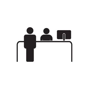 Customer service desk vector icon. Reception symbol for graphic design, logo, Stock Illustration