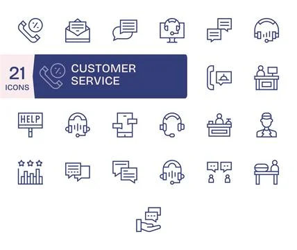 Customer Service Digital Vector Pack containing 25 Pixel Optimized Regular .. Stock Illustration