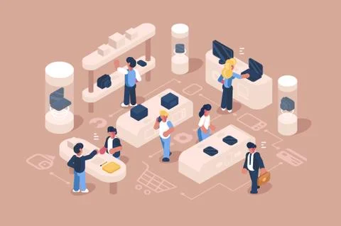Customer service at electronics store Stock Illustration