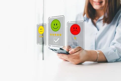 Customer service evaluation concept. Client feedback from marketing survey .. Stock Photos