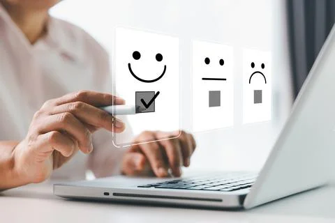 Customer service evaluation concept. Client feedback from marketing survey .. Stock Photos