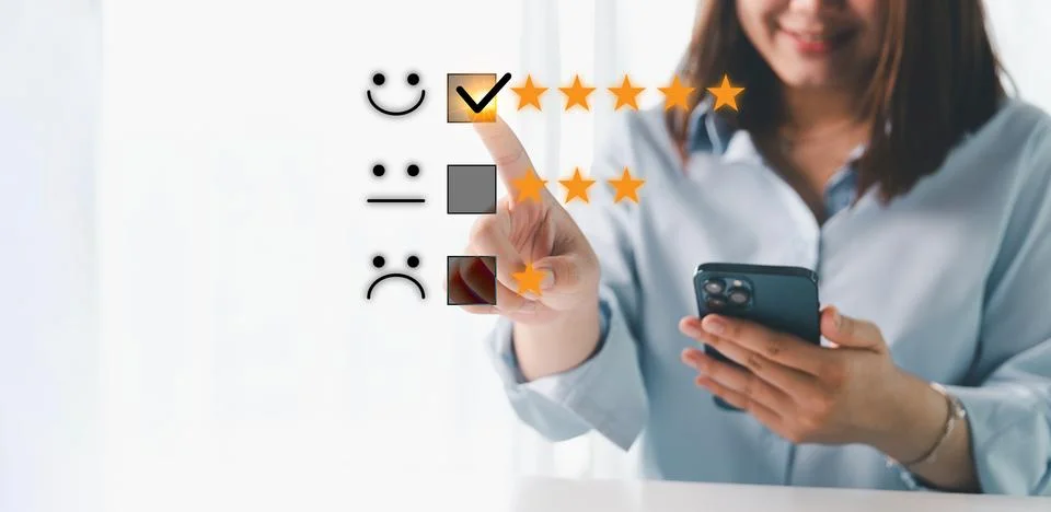 Customer service evaluation concept. Client feedback from marketing survey .. Foto stock