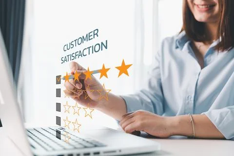 Customer service evaluation concept. Client feedback from marketing survey .. Stock Photos