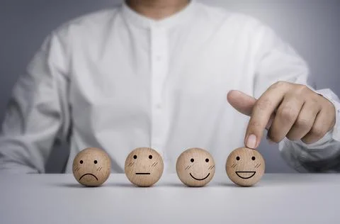 Customer service evaluation, feedback, client experience, and satisfaction su Foto stock