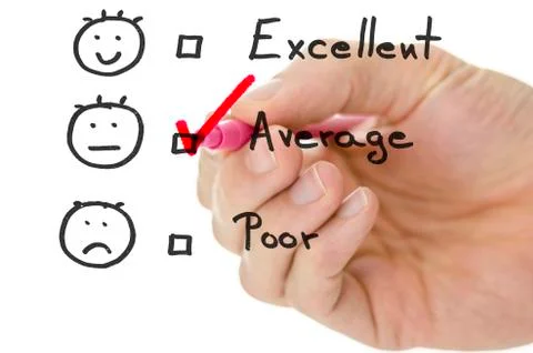 Customer service evaluation form with tick on average Stock Photos