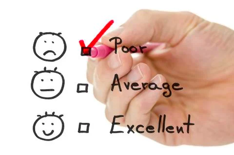 Customer service evaluation form with tick on poor Stock Photos