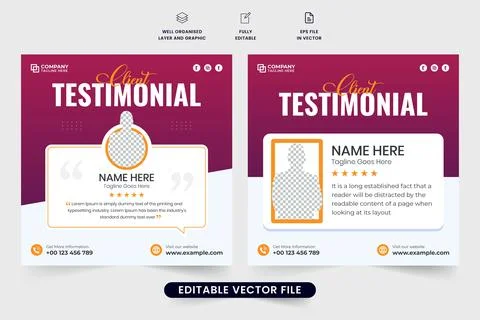 Customer service feedback web banner design with quote and rating sections... 스톡 일러스트