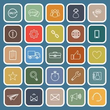 Customer service flat icons on blue background Stock Illustration