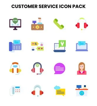Customer Service Flat Icons Pack Stock Illustration