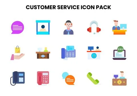 Customer Service Flat Icons Pack Stock Illustration