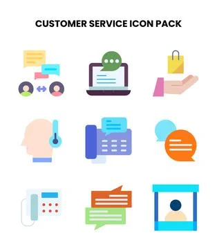 Customer Service Flat Set Icons Pack Stock Illustration