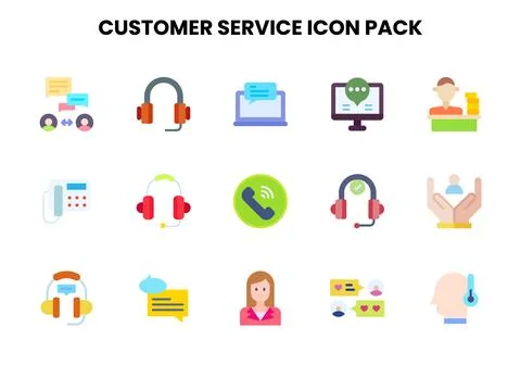 Customer Service Flat UI Icons Pack Stock Illustration