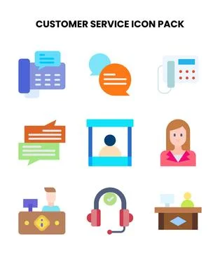 Customer Service Flat Vector Icons Pack Stock Illustration