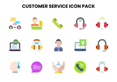 Customer Service Flat Vector Icons Pack Stock Illustration