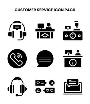 Customer Service Glyph Vector Icons Pack イラスト素材